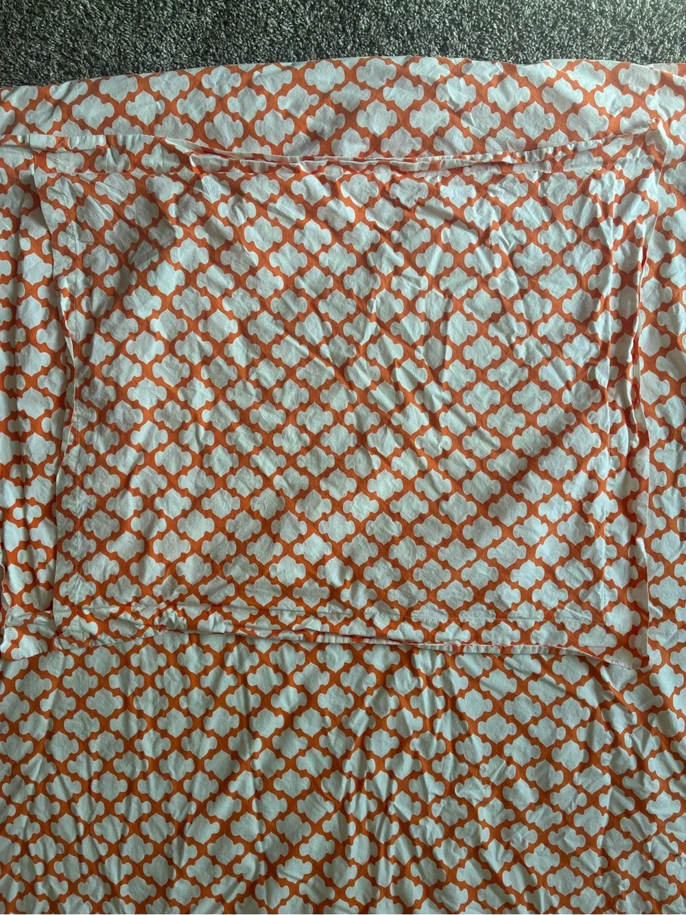 Pottery Barn Orange and White Trellis Cotton Duvet Cover